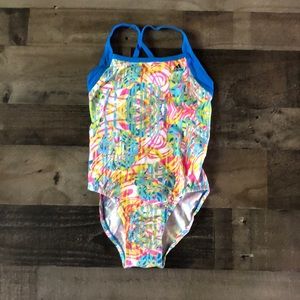 Adidas Aqua Solace Print One Piece Tie Back Swimsuit